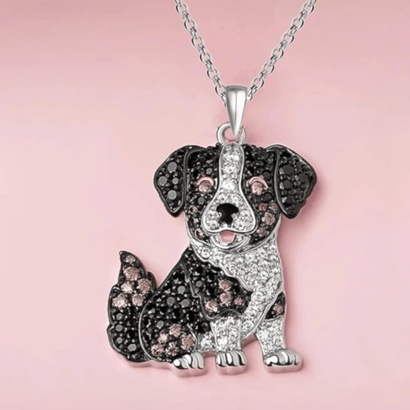 Border Collie Rhinestone Necklace - Picture 2 of 3
